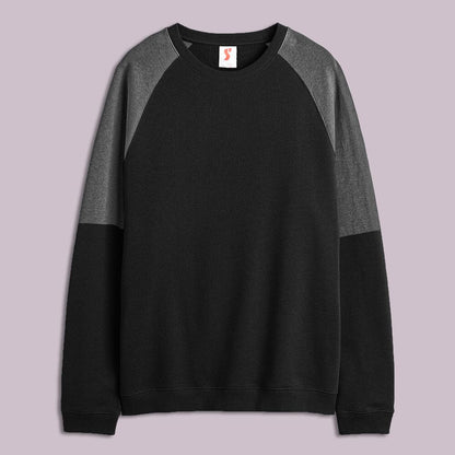 Men's Cordoba Raglan Sleeve Fleece Sweat Shirt Men's Sweat Shirt IBT Black & Charcoal S 