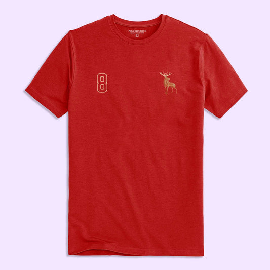 Polo Republica Men's Moose & 8 Embroidered Crew Neck Tee Shirt