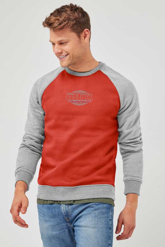 Polo Republica Men's Contrast Raglan Sleeve Infix Embroidered Fleece Sweat Shirt
