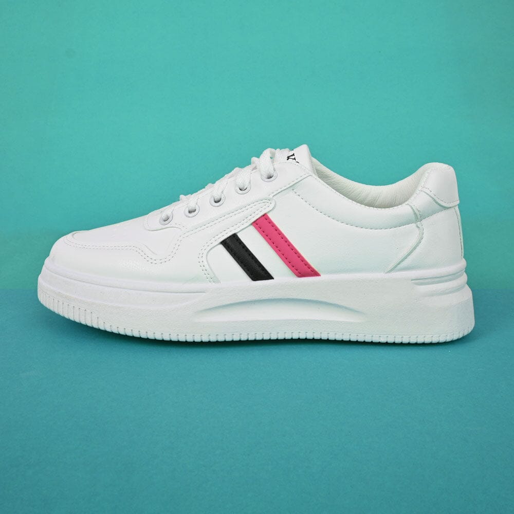 Walk Women's Double Stripes High Platform Chunky Sneakers Women's Shoes Hamza Traders White & Black EUR 36 