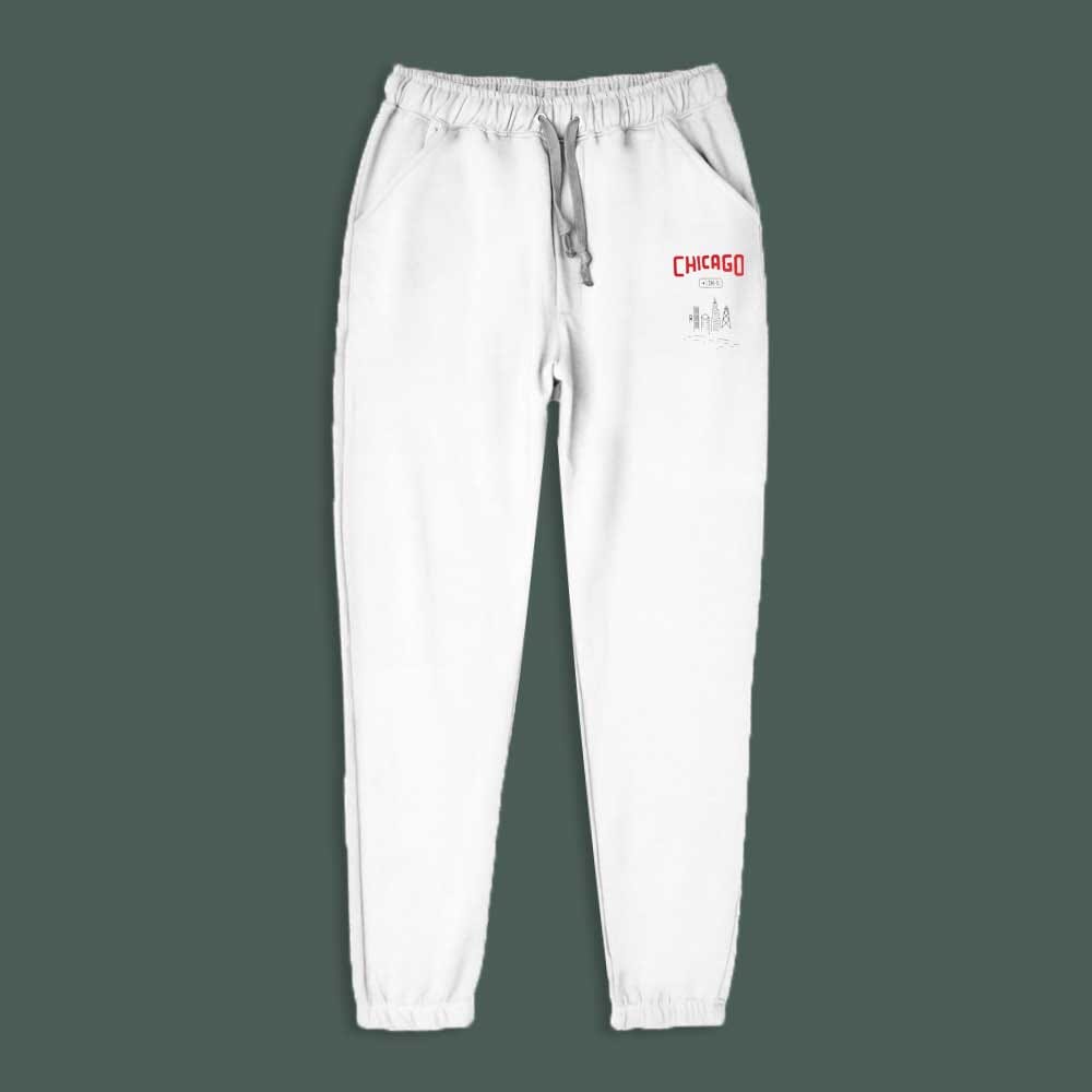 Polo Republica Men's Chicago Printed Fleece Jogger Pants Men's Trousers Polo Republica White XS 