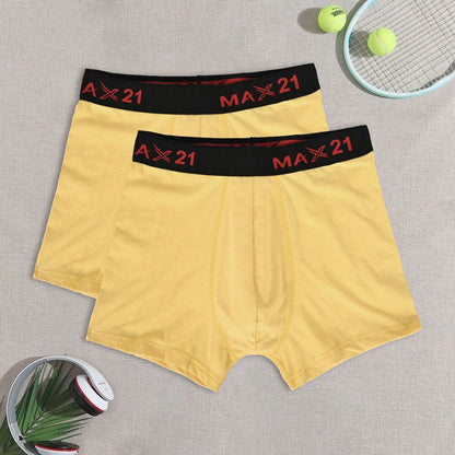 Max 21 Men's Stretch Jersey Boxer Shorts - Pack Of 2 Men's Underwear SZK Yellow L 