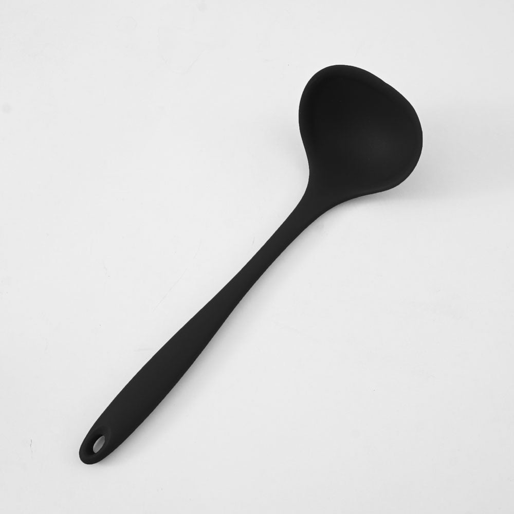Long Handle Heat Resistant Solid Silicone Spatula Kitchen Accessories ALN Black 