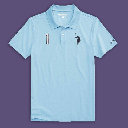 Polo Republica Men's Signature Pony & 1 Embroidered Short Sleeve Polo Shirt Men's Polo Shirt Polo Republica Sky S 
