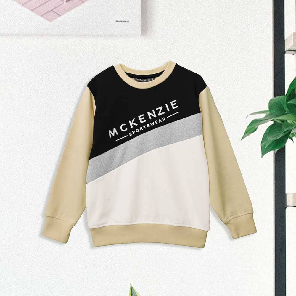 Mckenzie Kid's Logo Printed Fleece Sweat Shirt Boy's Sweat Shirt LFS Black & White 3-4 Years 