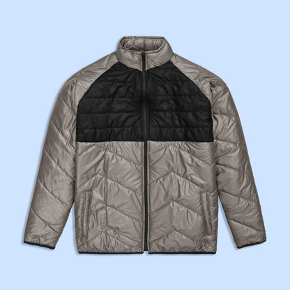Max 21 Men's Panel Design Inner Fleece Quilted Raglan Sleeve Zipper Jacket Men's Jacket SZK Black & Skin S 