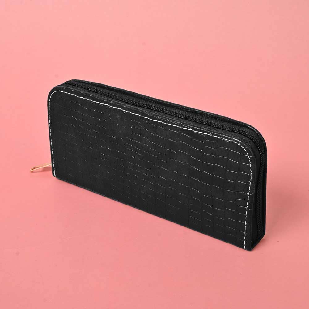 Women's Cobra Texture Faux Leather Zip Closure Wallet/Purse Hand Bag NB Enterprises Black 
