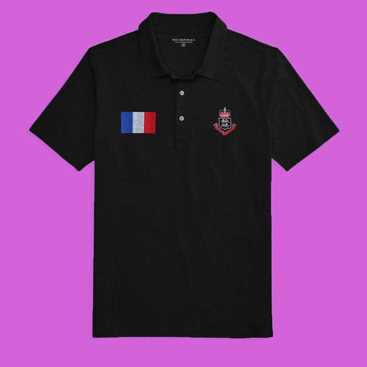 Polo Republica Men's France Flag & Crest Embroidered Polo Shirt Men's Polo Shirt Polo Republica Black S 