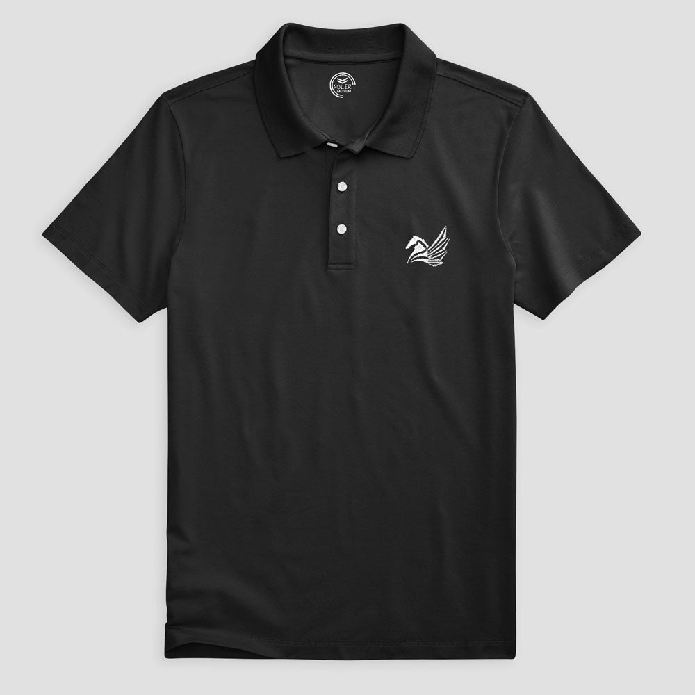 Poler Men's Solid Design Horse Embroidered Short Sleeve Polo Shirt Men's Polo Shirt IBT Black S 