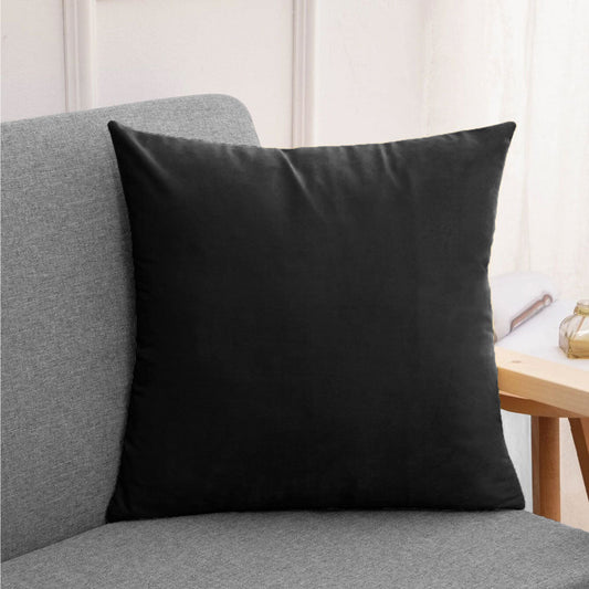 Imperial Silky Satin Solid Cushion Cover Home Textile URA Black 