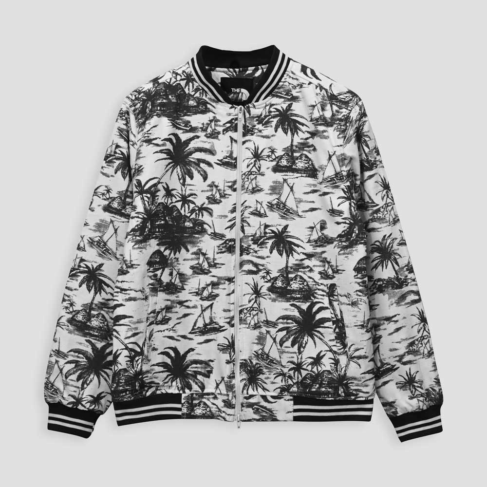 REGULAR FIT BOMBER JACKET IN TECHNICAL FABRIC WITH ALL-OVER JUNGLE MOTIF |  Antony Morato