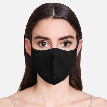 Unisex Double Layer White Fabric Washable Anti-Dust Protective Mask Face Mask Image Black 