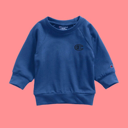 Champion Boy's Logo Printed Raglan Sleeve Fleece Sweatshirt Boy's Sweat Shirt Fiza Blue XS(5-6 Years) 