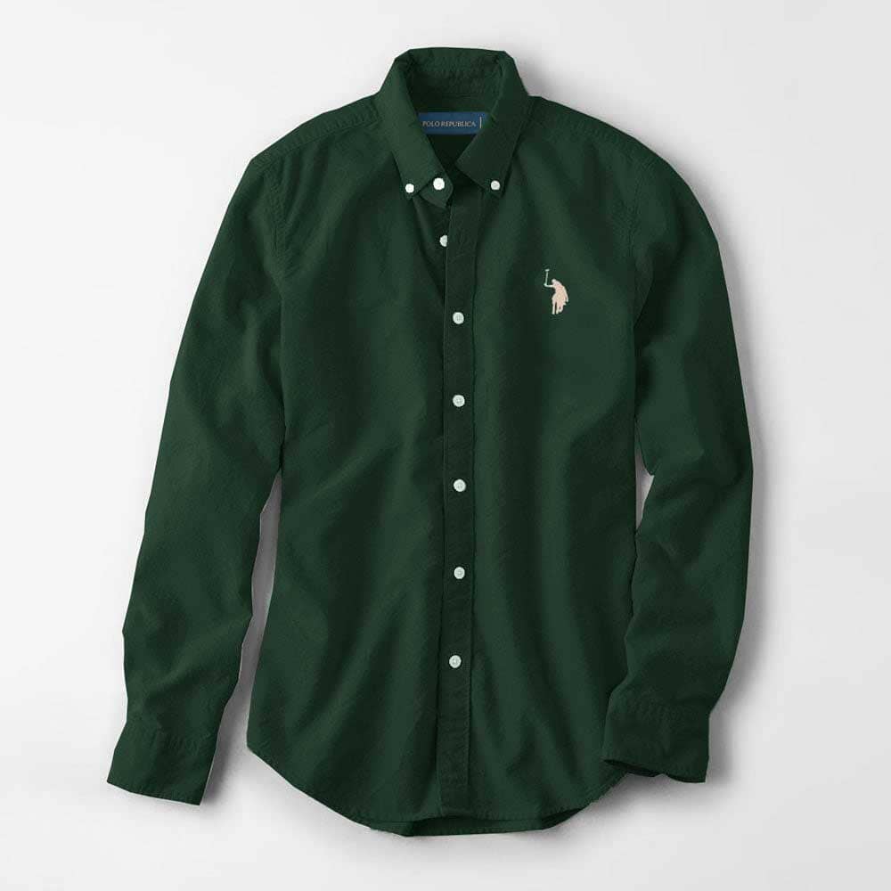 Polo Republica Men's Premium Pony Embroidered Plain Casual Shirt III Men's Casual Shirt Polo Republica Bottle Green S 