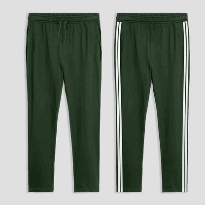Heavy Cotton Jersey Slim-Fit Lounge Pants with Sporty Side StripesDark Green S 