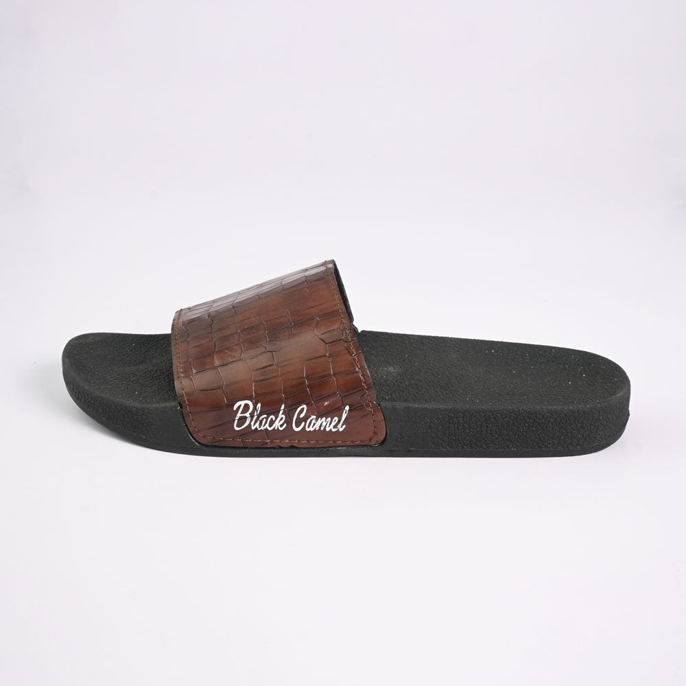 Black Camel Men's Nazaire Texture Style Printed Design Slides Men's Shoes Hamza Traders Brown EUR 39 