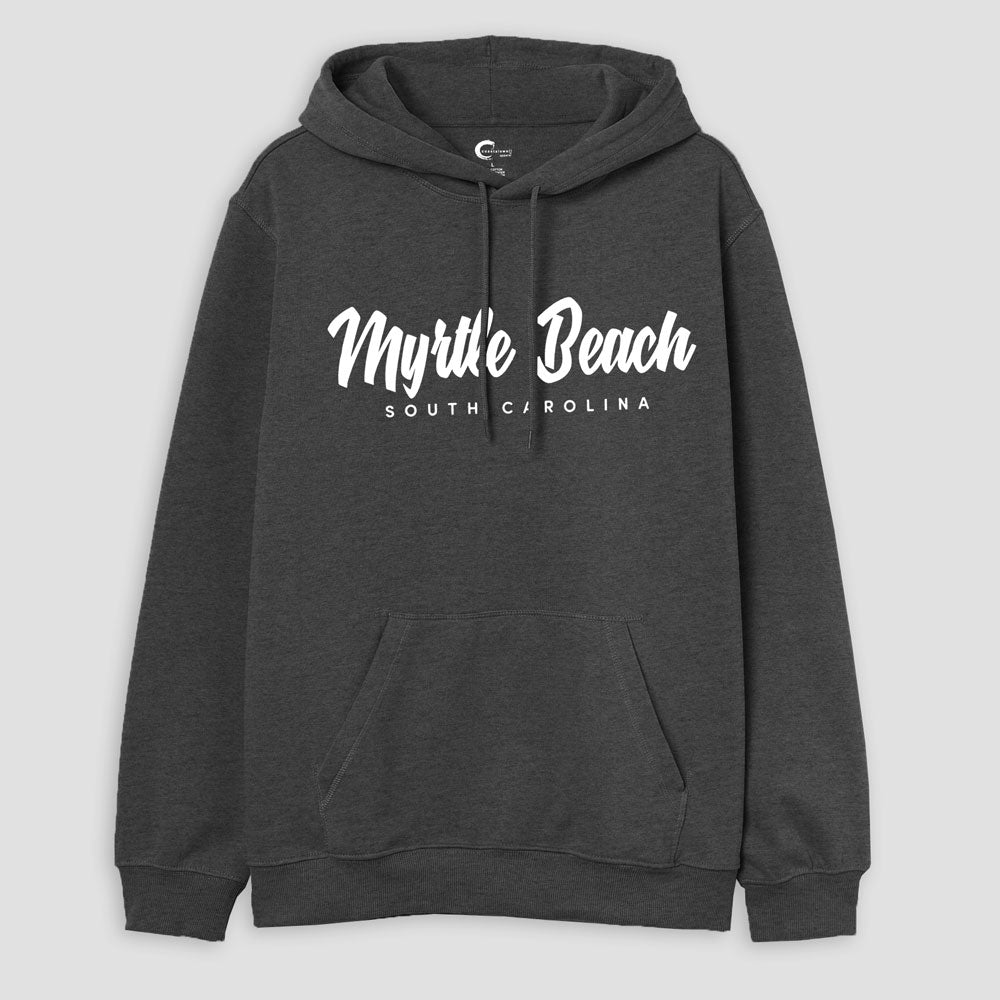 Coastals Well Men's Myrtle Beach Printed Fleece Pullover Hoodie Men's Pullover Hoodie HAS Apparel Charcoal S 