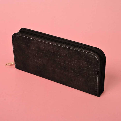 Women's Cobra Texture Faux Leather Zip Closure Wallet/Purse Hand Bag NB Enterprises Chocolate 