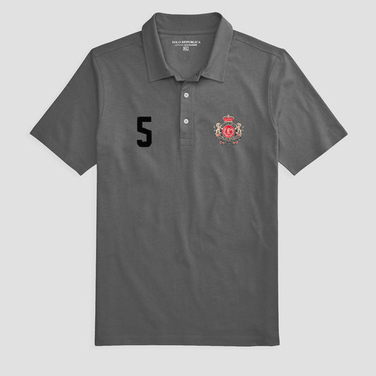 Polo Republica Men's Crest 5 Embroidered Short Sleeve Polo Shirt Men's Polo Shirt Polo Republica Graphite S 