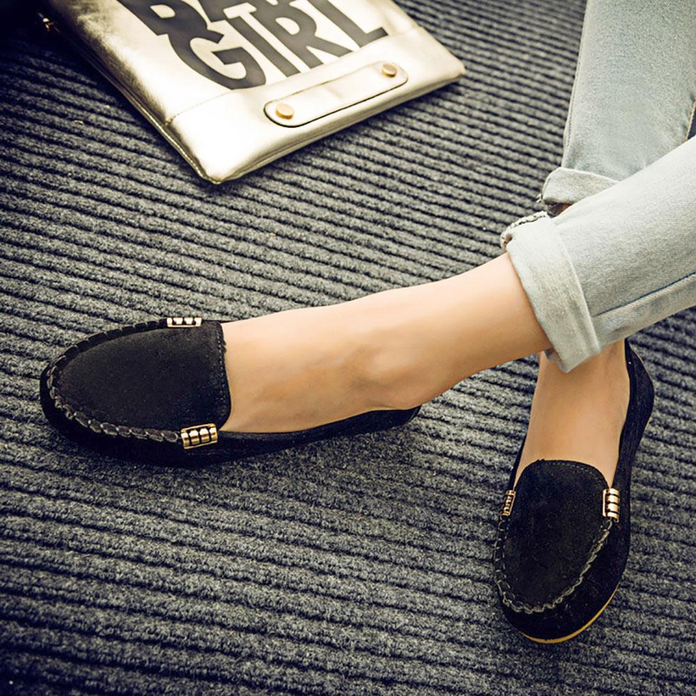 Round Head Flat Shallow Metal Buckle Loafer Shoes Women's Shoes Sunshine China Black EUR 35 