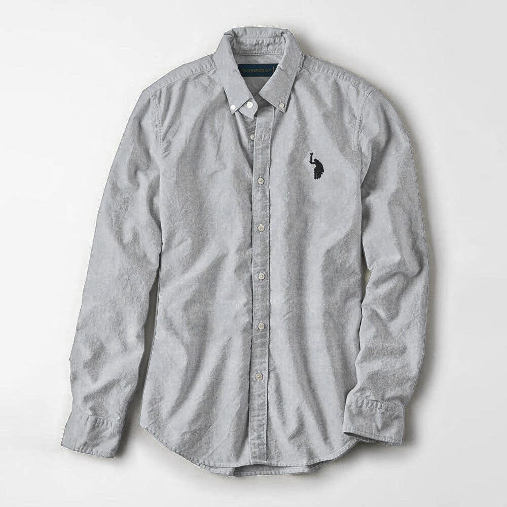 Polo Republica Men's Premium Pony Embroidered Plain Casual Shirt I Men's Casual Shirt Polo Republica Grey Marl S 