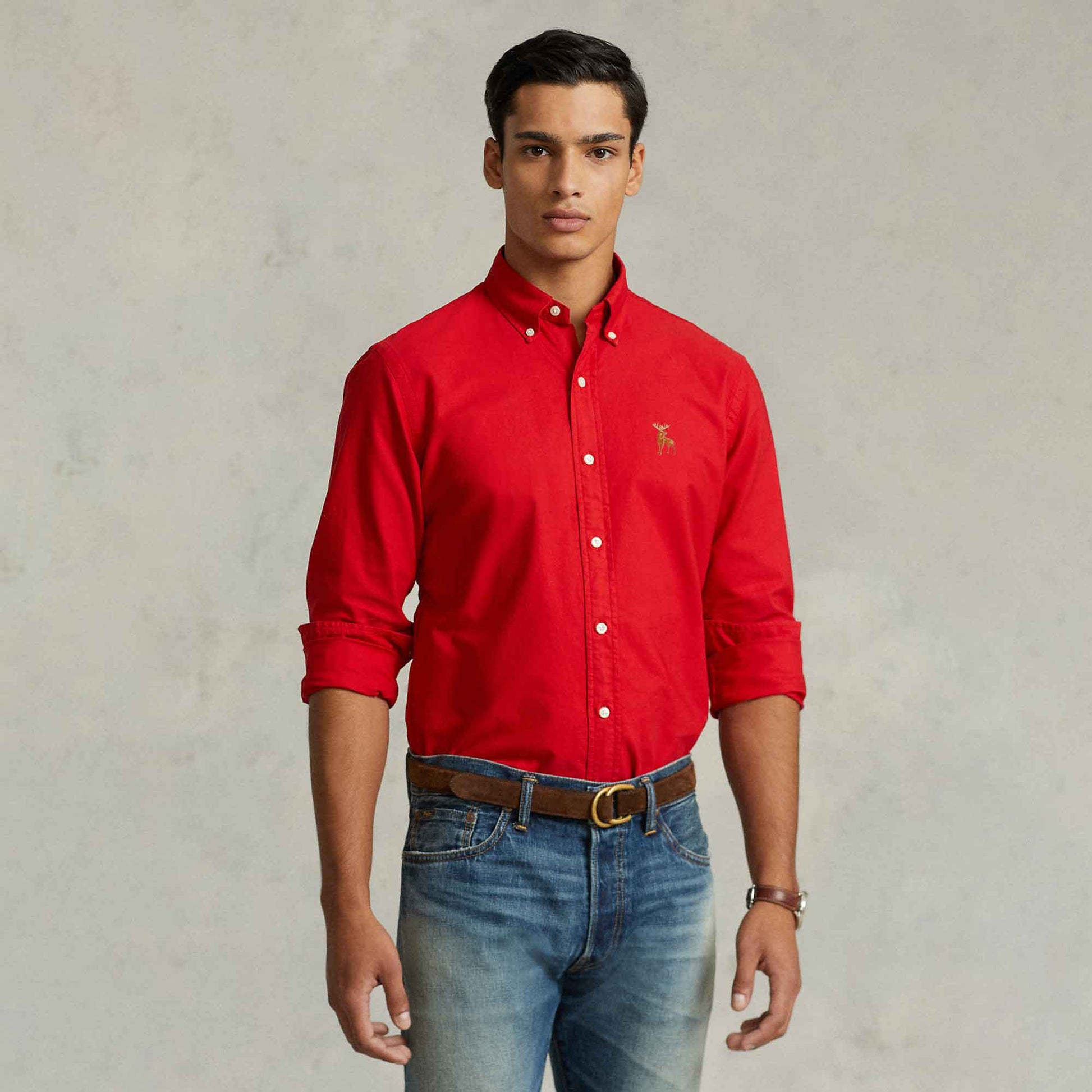 Polo Republica Men's Moose Embroidered Premium Casual Shirt Men's Casual Shirt Polo Republica Red S 