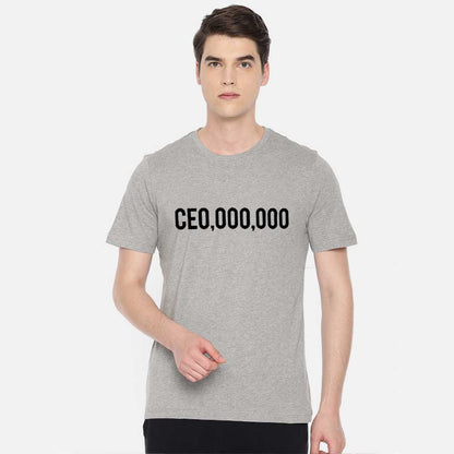 Men's Printed Crew Neck Tee Shirt CEO Millionaire Men's Tee Shirt Image Heather Grey Black XS