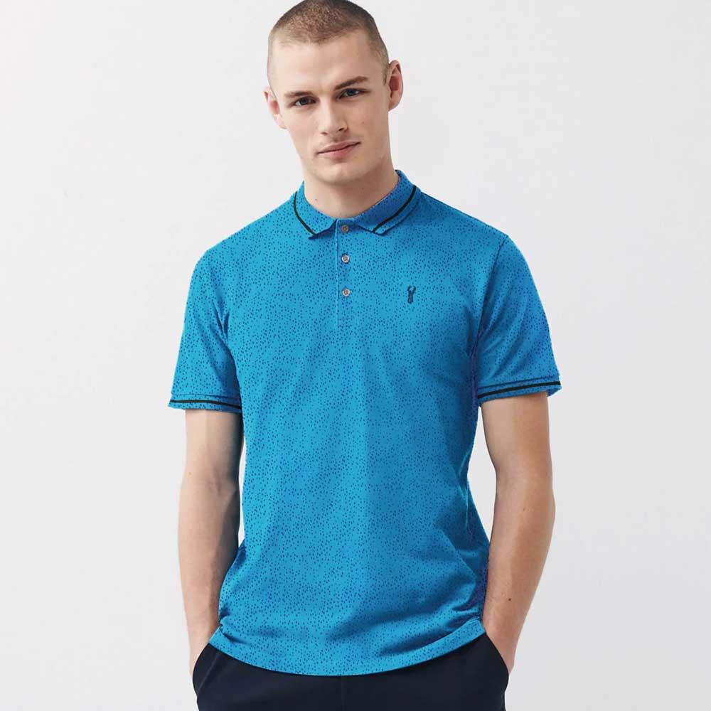 Max 21 Men's Brescia Dots Style Embroidered Short Sleeve Polo Shirt Men's Polo Shirt SZK 