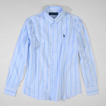Polo Republica Men's Premium Stripes Pony Embroidered Casual Shirt Men's Casual Shirt Polo Republica Blue S 