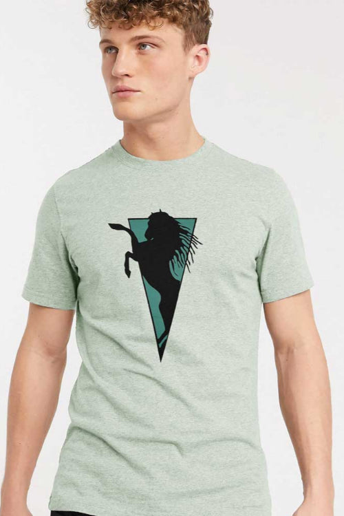 Men's Flying Horse Printed Short Sleeve Tee Shirt Men's Tee Shirt ASE 