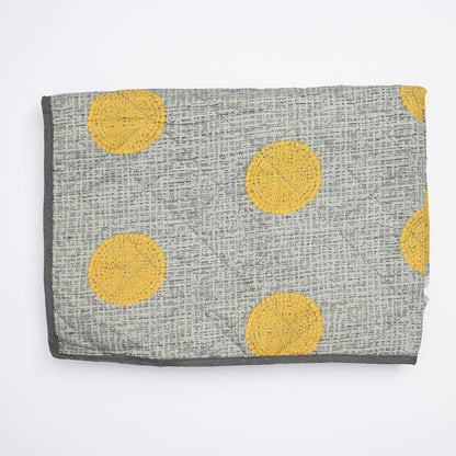 Fridge Cover Made By Dual Layer Cotton Polyster Filling Quilted Fabric Washable Stuff Home Decor FGT Grey & Yellow Medium 