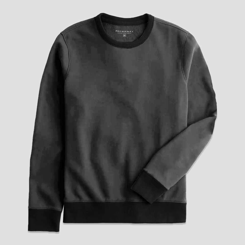 Polo Republica Men's Contrast Design Fleece Sweat Shirt Men's Sweat Shirt Polo Republica Graphite & Black S 