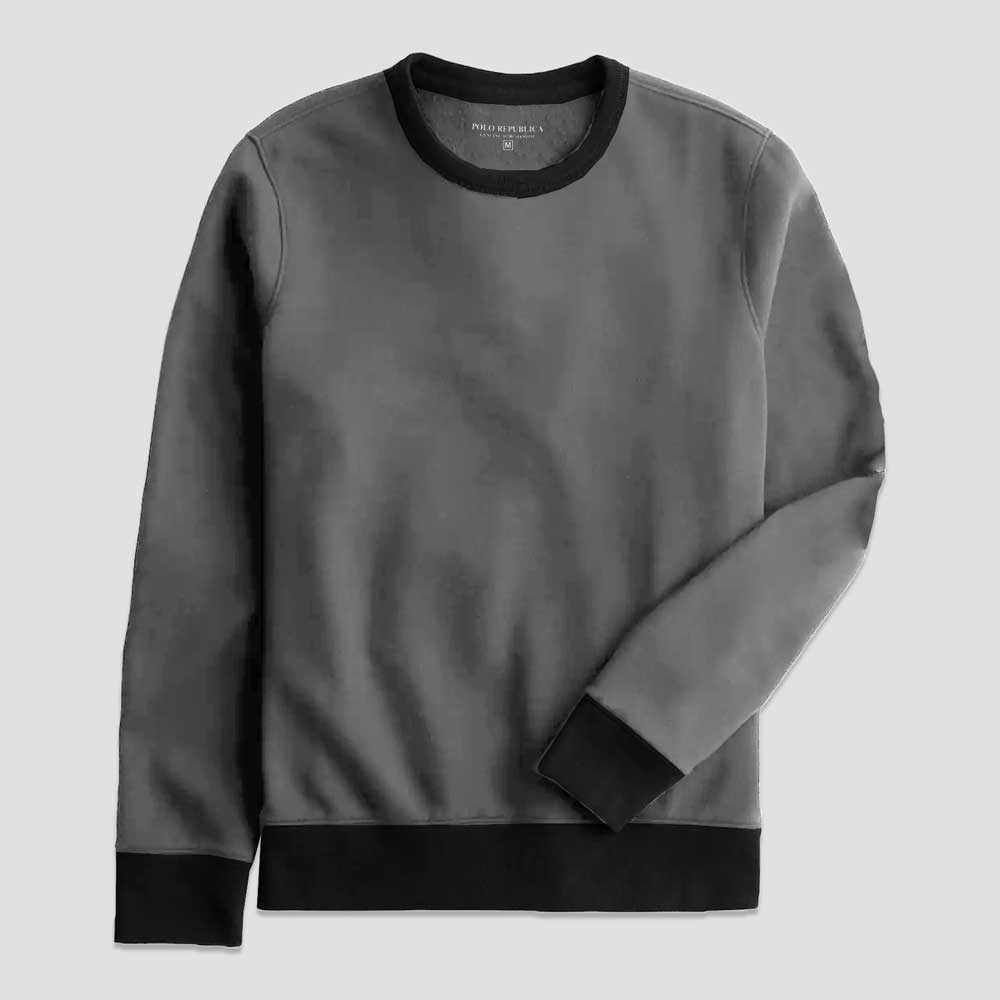 Polo Republica Men's Contrast Design Fleece Sweat Shirt Men's Sweat Shirt Polo Republica Grey & Black S 