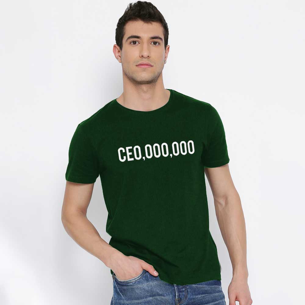 Men's Printed Crew Neck Tee Shirt CEO Millionaire Men's Tee Shirt Image Green White XS