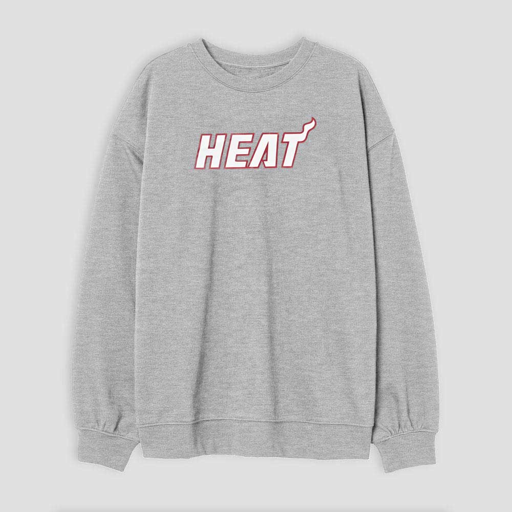 Women's Heat Printed Long Sleeve Crew Neck Terry Sweatshirt Women's Sweat Shirt HAS Apparel Heather Grey S 