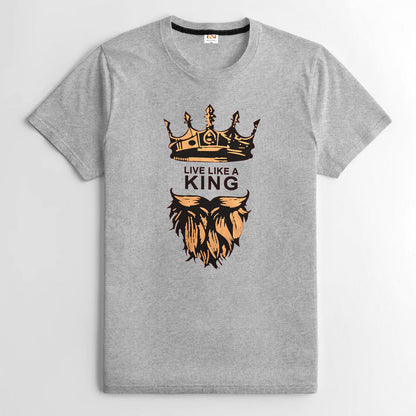 RichMan King Crown Printed Short Sleeve Tee Shirt Men's Tee Shirt ASE Heather Grey S 