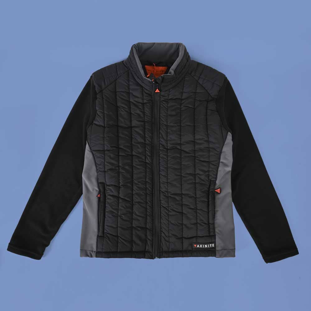 Axinite Unisex AX926 Granite Padded Jacket With Fleece Sleeves Men's Jacket Image Black & Grey(Polar Fleece Sleeves) Horizontal Stitching XS