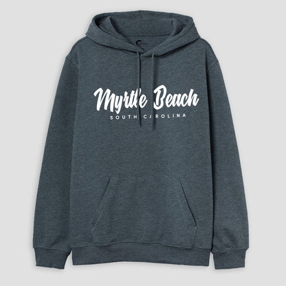 Coastals Well Men's Myrtle Beach Printed Fleece Pullover Hoodie Men's Pullover Hoodie HAS Apparel Jeans Marl S 