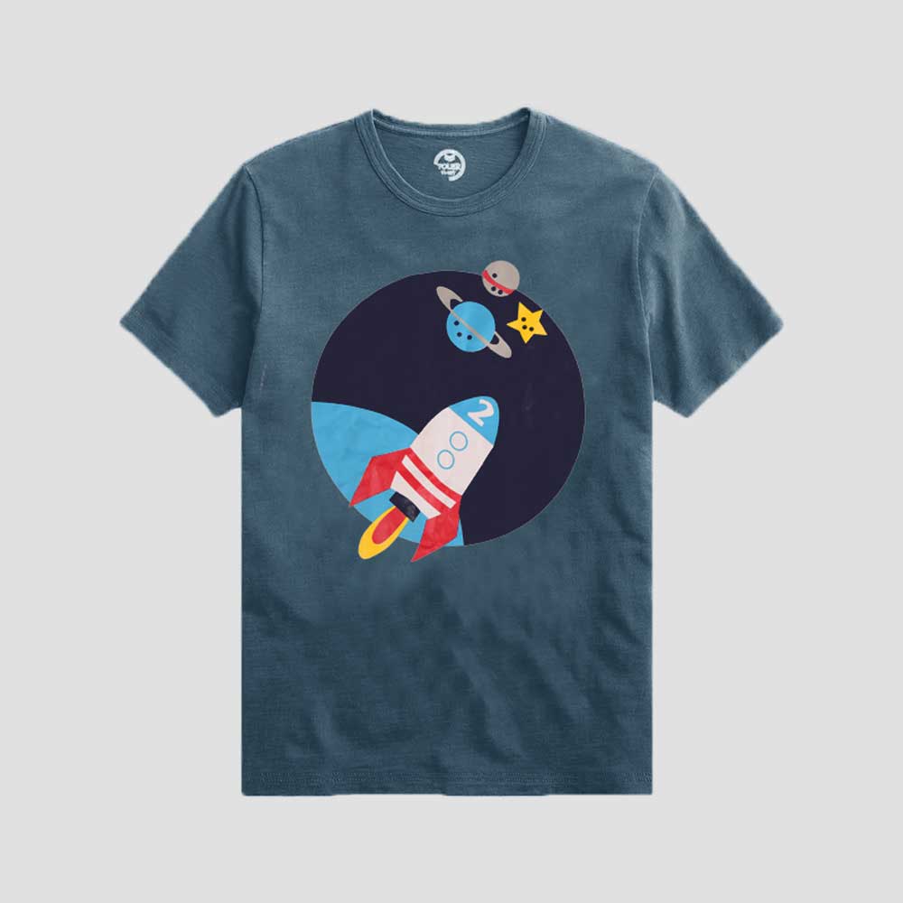 Poler Kid's Space Shuttle Printed Crew Neck Tee Shirt Boy's Tee Shirt IBT Zinc 3-6 Months 