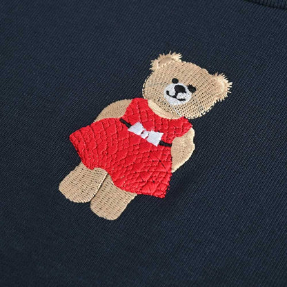 Safina Kid's High Turtle Neck Teddy Bear Embroidered Sweatshirt Girl's Sweat Shirt Safina 