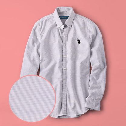 Polo Republica Men's Premium Pony Embroidered Check Design Casual Shirt Men's Casual Shirt Polo Republica White & Purple S 