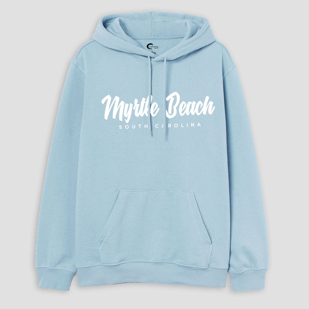 Coastals Well Men's Myrtle Beach Printed Fleece Pullover Hoodie Men's Pullover Hoodie HAS Apparel Light Sky S 