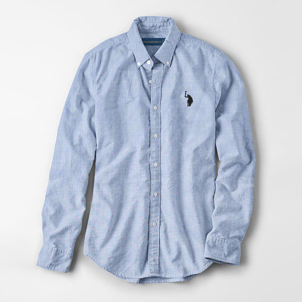 Polo Republica Men's Premium Pony Embroidered Plain Casual Shirt II Men's Casual Shirt Polo Republica Light Sky S 