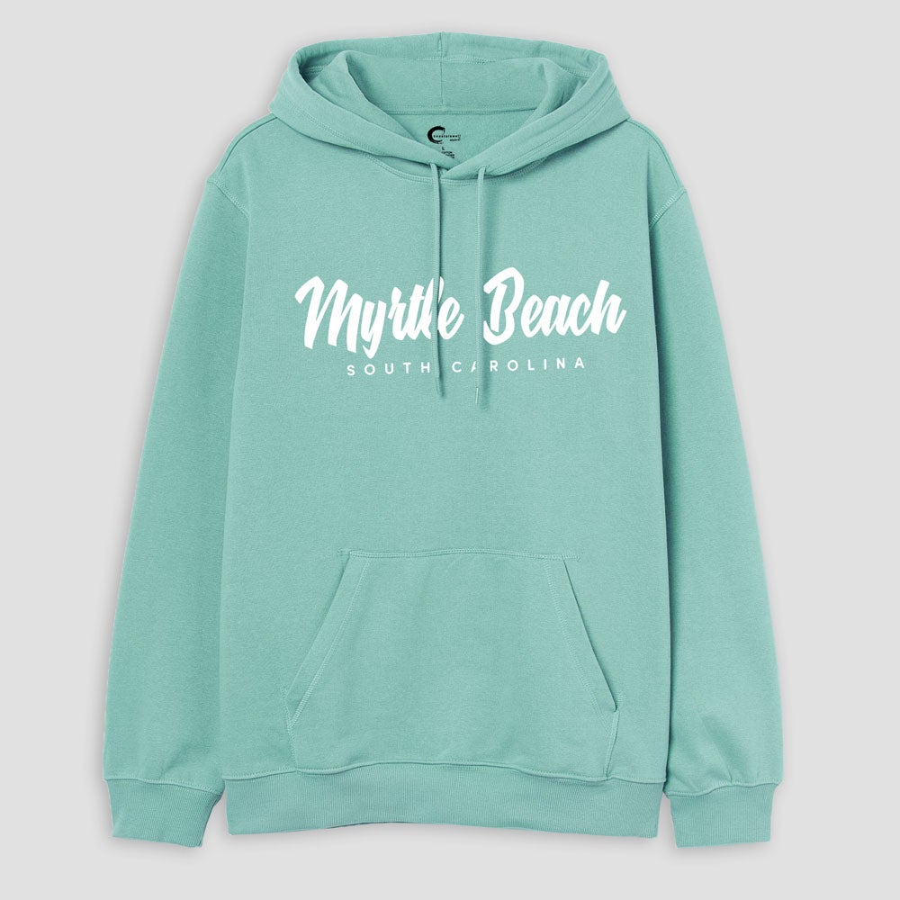 Coastals Well Men's Myrtle Beach Printed Fleece Pullover Hoodie Men's Pullover Hoodie HAS Apparel Light Turquoise S 