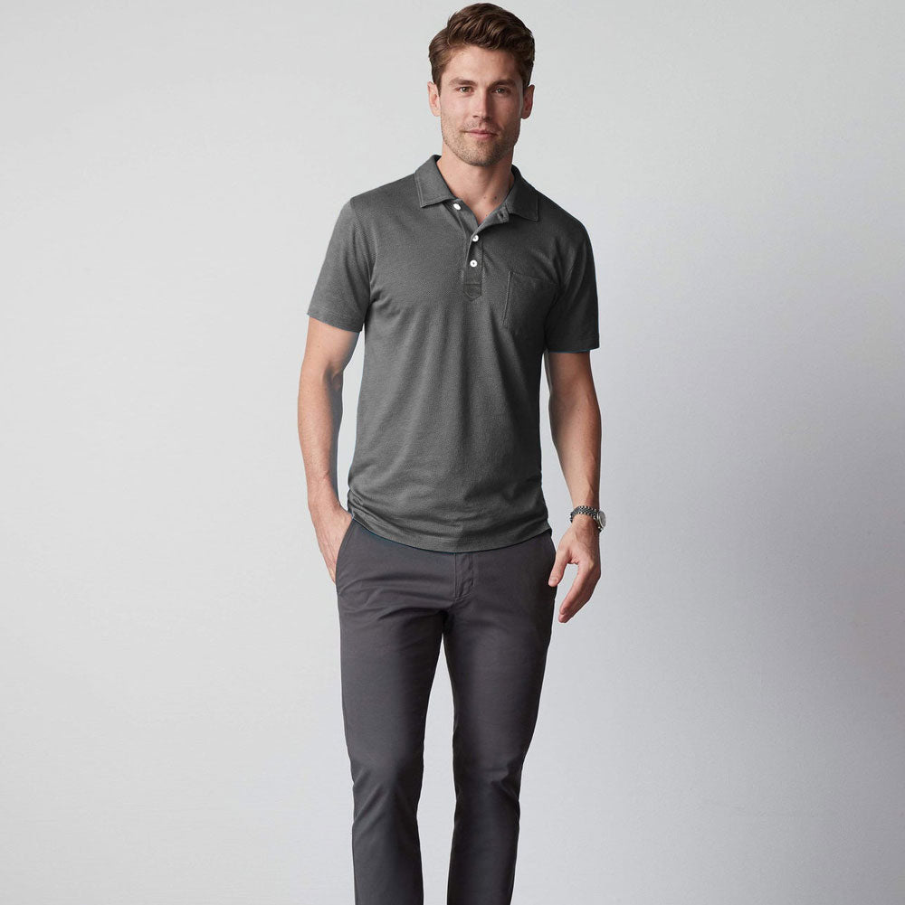 Polo Republica Men's Essentials Tailored Collar Pocket Polo Shirt Graphite