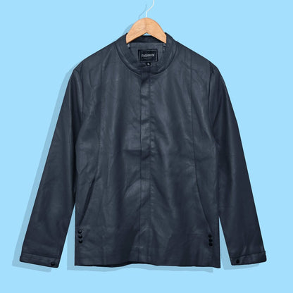 Fashion Men's Granada PU Leather Zipper Jacket Men's Jacket First Choice Navy Blue L 