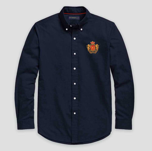 Polo Republica Men's PRC Crown Embroidered Casual Shirt Men's Casual Shirt DE NOVO Navy S 