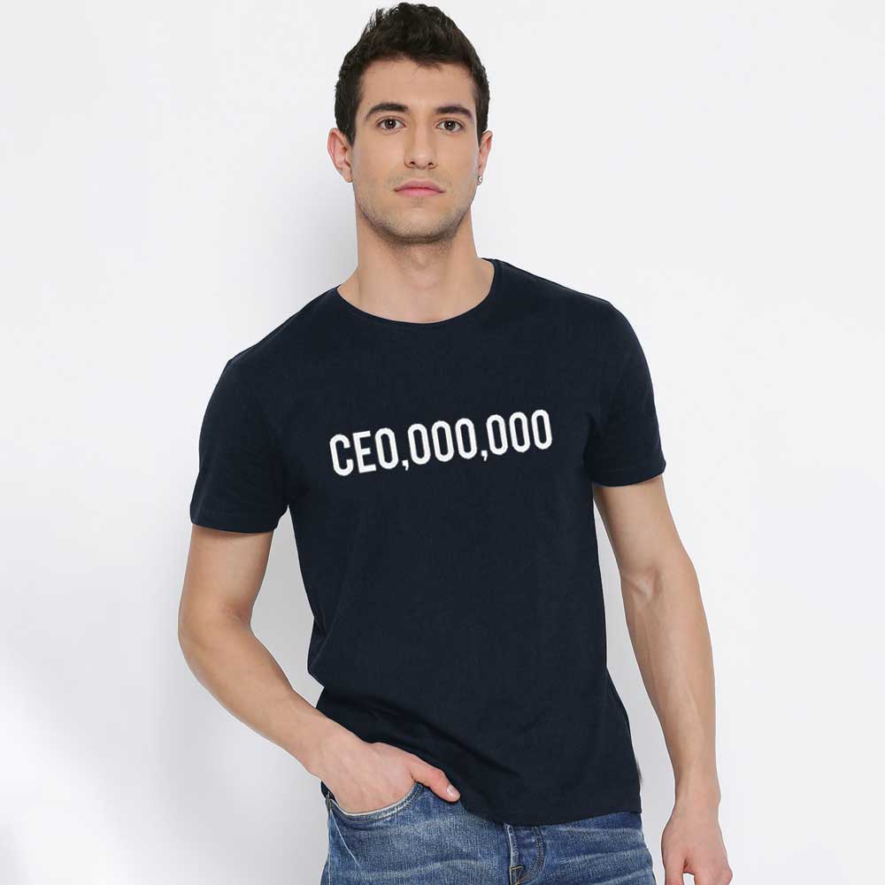 Men's Printed Crew Neck Tee Shirt CEO Millionaire Men's Tee Shirt Image Navy Red XS