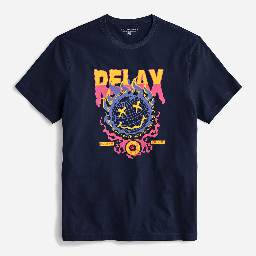 Polo Republica Men's Relax Printed Crew Neck Tee Shirt Men's Tee Shirt Polo Republica Light Navy S 