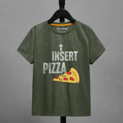 Mom Dad Boy's Insert Pizza Printed Tee Shirt Boy's Tee Shirt HAS Apparel 